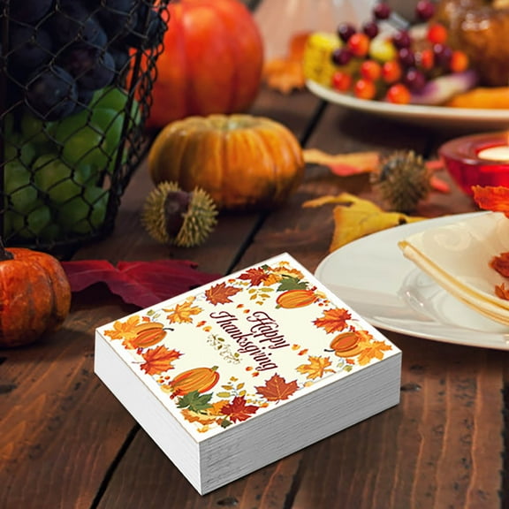 Vsontor Fall Pumpkin Harvest Party Supply Kit Includes Cornucopia Disposable Paper Dinner Plates, Dessert Plates And Napkins For Thanksgiving Autumn Party Decorations,Serve 24 Napkins 24Pc