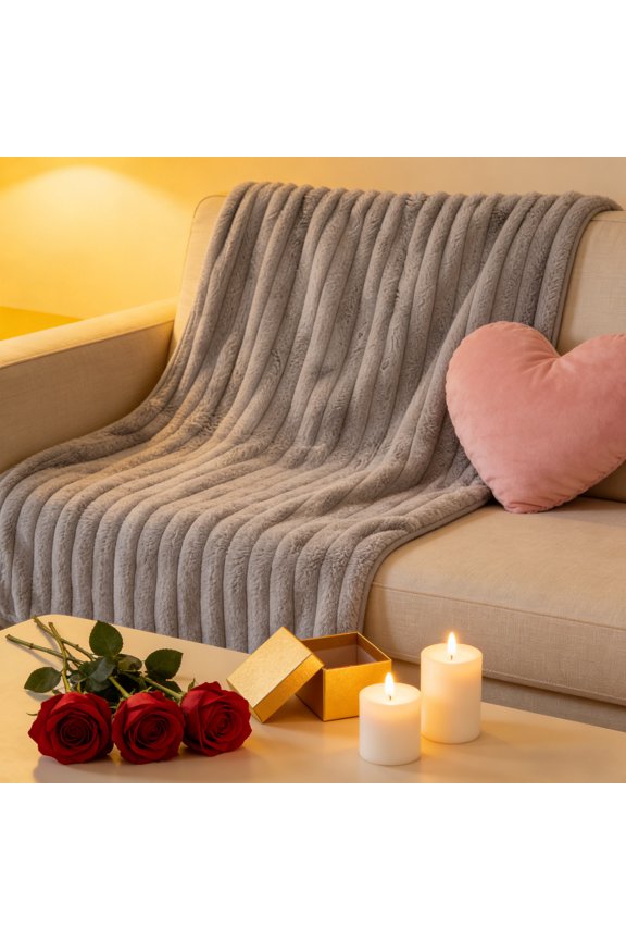 Faux Fur Throw Blanket For Couch - Soft Lightweight Fuzzy Throw Blanket For Women Portable Throw Blankets For Couch, Warm Present For Birthday, Christmas, Halloween, Housewarming