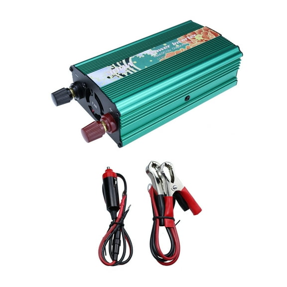 Vsontor Pure Sine 300W Power Inverter 12V To Ac 220V Car Plug Inverter Adapter Power Converter With 2A Usb Charging Ports & 2 Battery Clamps Green Green 19.8X9.5X5.5Cm