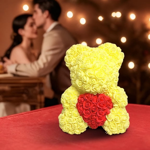 Vsontor Rose Bear Gifts For Women ,Rose Teddy Bear, Flower Bear Cub, Rose Everlasting Flower For Window Display, Anniversary Christmas Valentines Gift D 10Inch