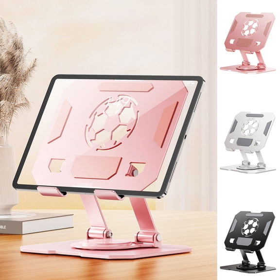 Vsontor Tablet Stand For Ipad, 360° Rotating Aluminum Foldable Holder – Adjustable Desk Stand | Fits Ipad Pro 12.9/11 – Portable For Home, Office & Travel Pink