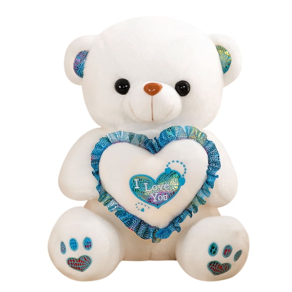 Vsontor Valentine Teddy Bear, Adorable Bulk Love Teddy Bear Plush With Heart, 10" Stuffed Bear Plush Gift For Girlfriend Wife Kids On Christmas, Baby Shower Wedding Birthday Party Decor White 9Inch