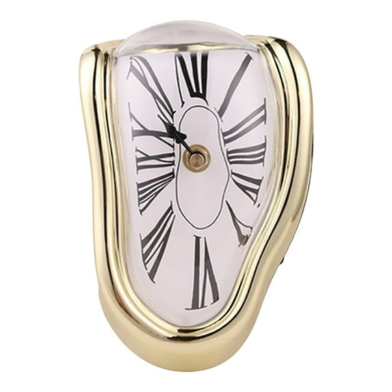 Vsontor Wall Clock Twisted Roman Numeral Clock Living Room Mute Melting Clock Gold