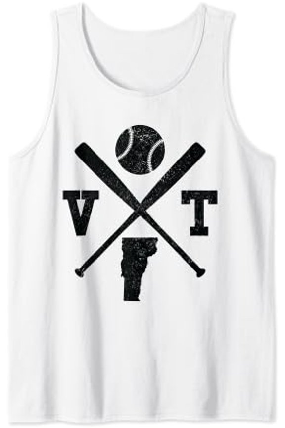 Vt Usa State - Baseball Player Vermont Tank Top Size S-3XL