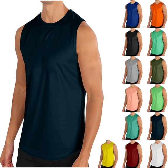VtModv Fashionable Men's Solid Color Tight Fitting Casual Sleeveless Fitness Gym Muscle Shirts Running Vest Athletic Stretchy