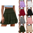 thumbnail image 1 of VtModv Ladies Fashion Women Solid Color Elastic Waist Floral Short Skirt Pleated Skirts Beach Skirt Going Out Trendy Elastic Waist, 1 of 5
