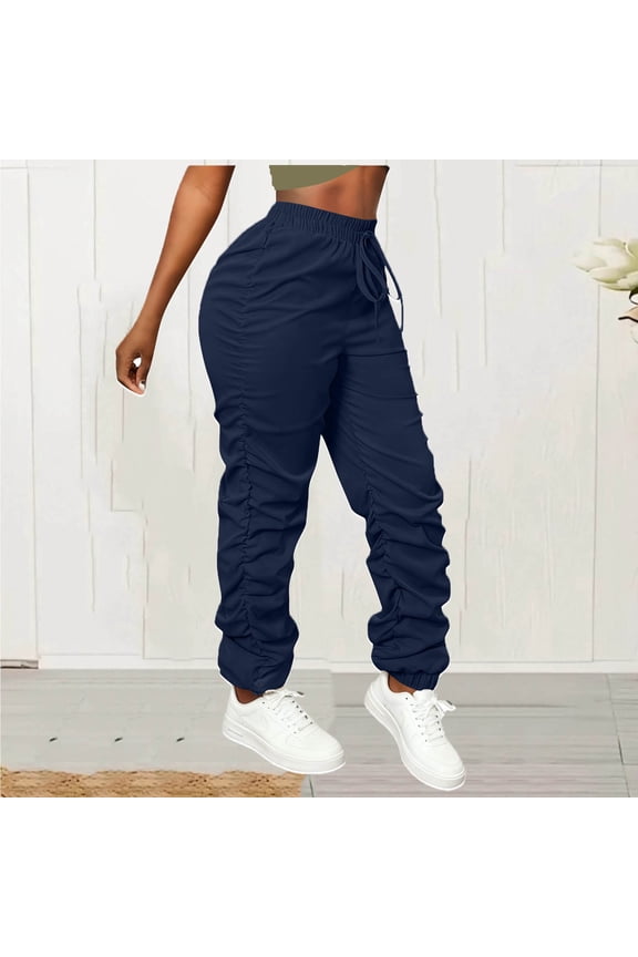 Women Solid Color With Elastic Waist Casual Clothes Pockets Full Length Pants Senior Front Cargo Pants Women Going Out