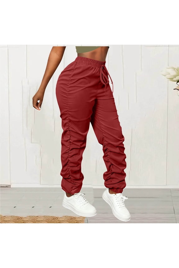Women Solid Color With Elastic Waist Casual Clothes Pockets Full Length Pants Senior Front Cargo Pants Women Going Out