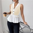thumbnail image 1 of VtModv Women's Contrasting Blouses Button V-Neck Pullover Fashionable Tank Top Work Office Fashion Business Casual Outfits, 1 of 3