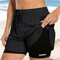 thumbnail image 1 of VtModv Womens 2 in 2 Workout Yoga Shorts Striped Printed Drawstring Wide Leg Loose Athletic Gym Running Casual Summer Short with Pocket, 1 of 9