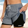 thumbnail image 1 of VtModv Womens 2 in 21 Workout Yoga Shorts Striped Printed Drawstring Wide Leg Loose Athletic Gym Running Casual Summer Short with Pocket, 1 of 8