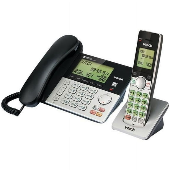 Vtech Corded & Cordless 2-Handset Telephone System with Dual Caller ID, Black