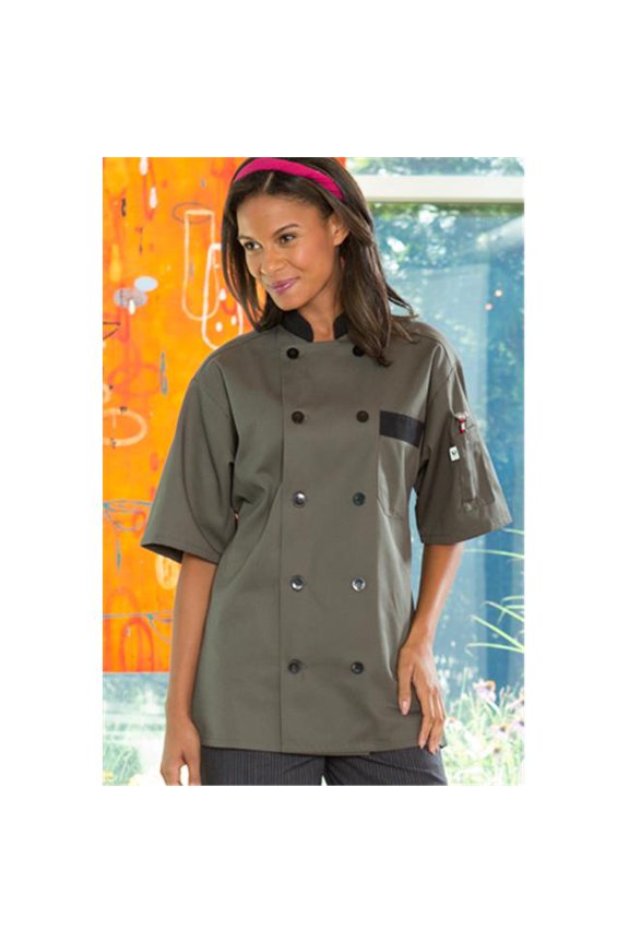 Vtex 0423-6403 Bristol Short Sleeve Chef Coat, Slate, Medium