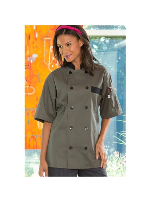 Vtex 0423-6406 Bristol Short Sleeve Chef Coat, Slate, 2X Large