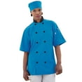 thumbnail image 1 of Vtex 0494-5103 Uncommon Threads Womens Havana Chef Coat SS Mesh Black Trim, Cobalt - Medium, 1 of 1