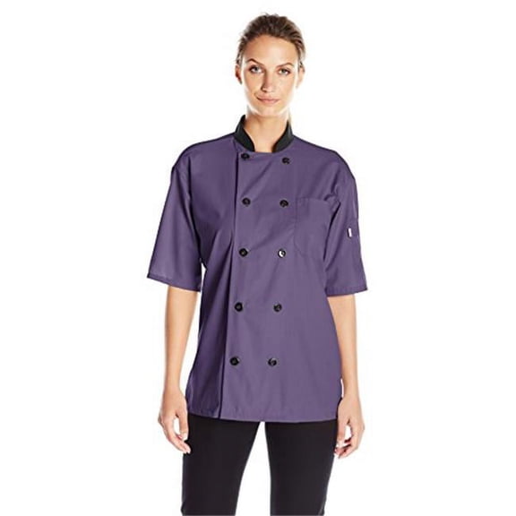 Vtex 0494-5308 Uncommon Threads Womens Havana Chef Coat SS Mesh, Eggplant - 4XL