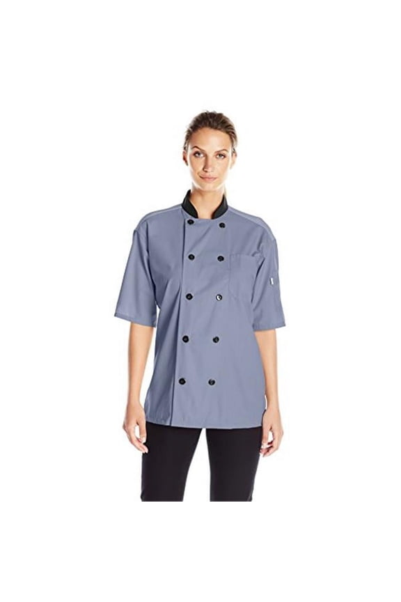 Vtex 0494-6201 Uncommon Threads Womens Havana Chef Coat SS Mesh, Steel - Extra Large