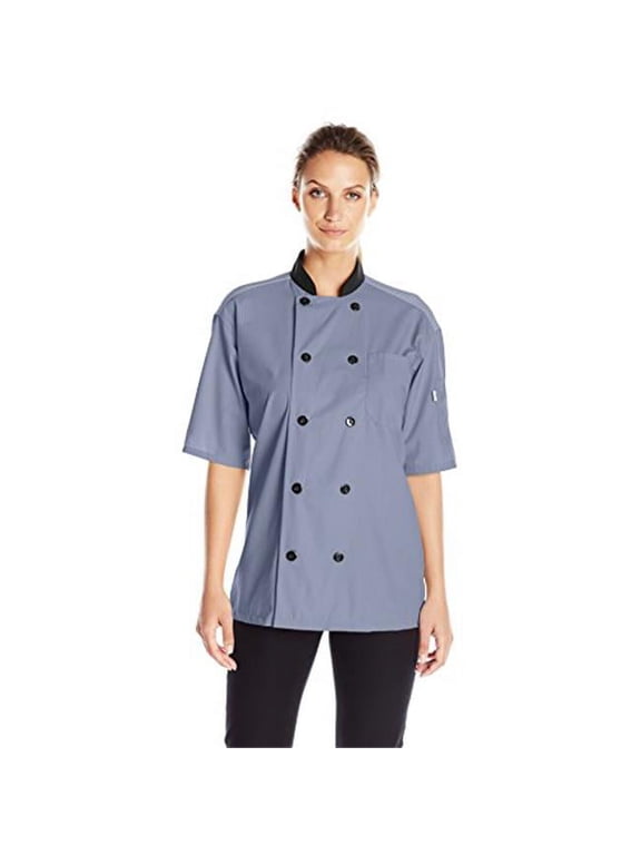 Vtex 0494-6205 Uncommon Threads Womens Havana Chef Coat SS Mesh, Steel - Extra Large