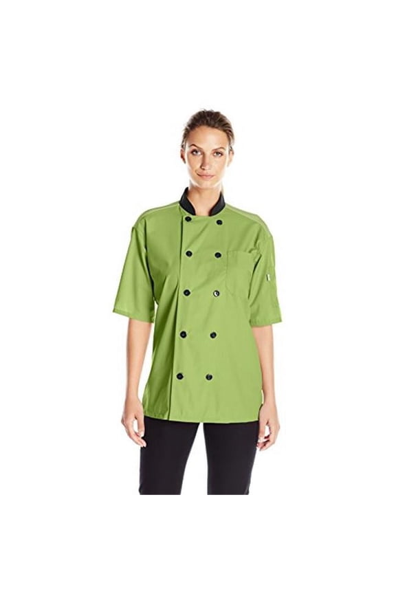 Vtex 0494-6303 Uncommon Threads Womens Havana Chef Coat SS Mesh, Avocado - Medium