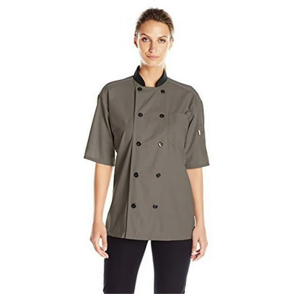 Vtex 0494-6505 Uncommon Threads Womens Havana Chef Coat SS Mesh, Olive - Extra Large