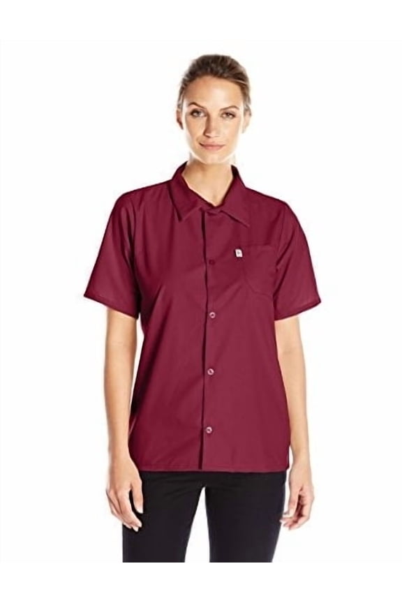 Vtex 0920-0301 Uncommon Threads Womens Utility Shirt 5 Button, Burgundy - Extra Small