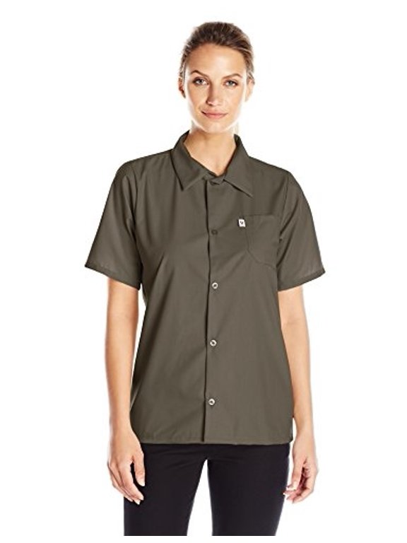 Vtex 0920-6504 Uncommon Threads Womens Utility Shirt 5 Button, Olive - Large
