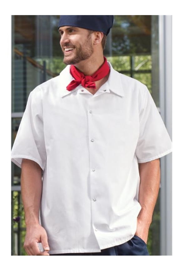 Vtex 0954-2502 6 Snap Utility Shirt, White, Small