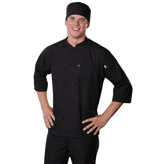 Vtex 0975-0105 Epic 3 By 4 Sleeve Chef Shirt, Black, Extra Large