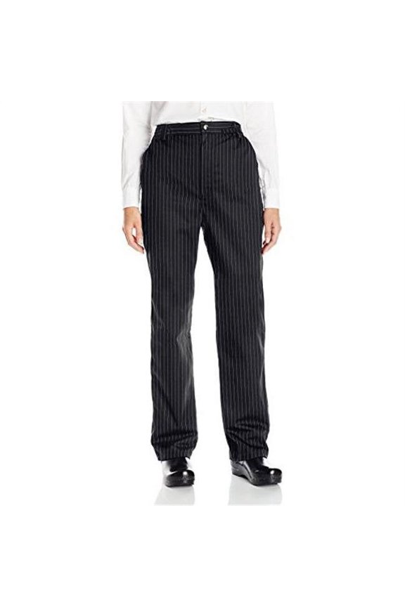 Vtex 4020-3308 Uncommon Threads Womens Executive Chef Pant, Black & White Pin Stripe - 4XL