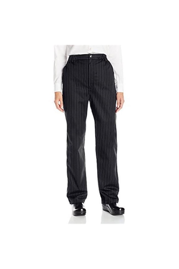 Vtex 4020-3309 Uncommon Threads Womens Executive Chef Pant, Black & White Pin Stripe - 5XL