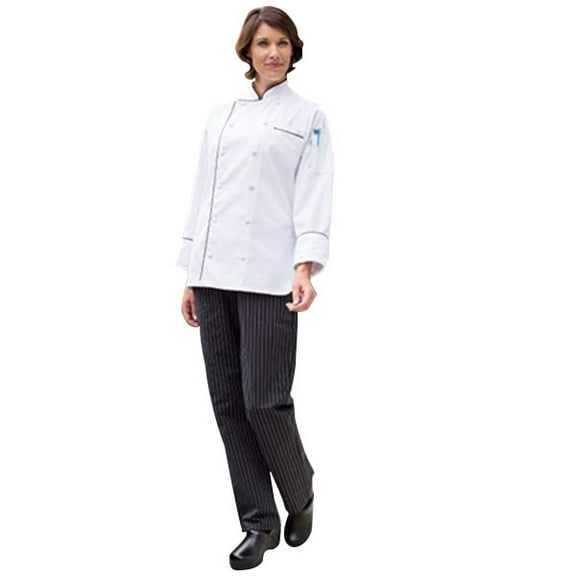 Vtex 4101-3305 Black & White Pinstripe Womens Chef Pant, Extra Large