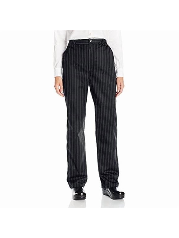 unisex executive chef pant, black/white pin stripe, x-large