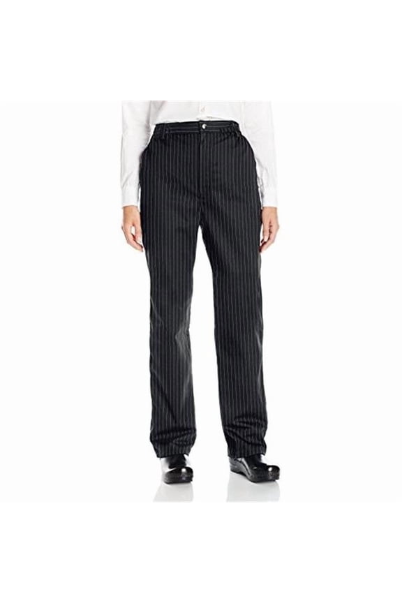Vtex Uncommon Threads Womens Executive Chef Pant, Black & White Pin Stripe - Extra Large