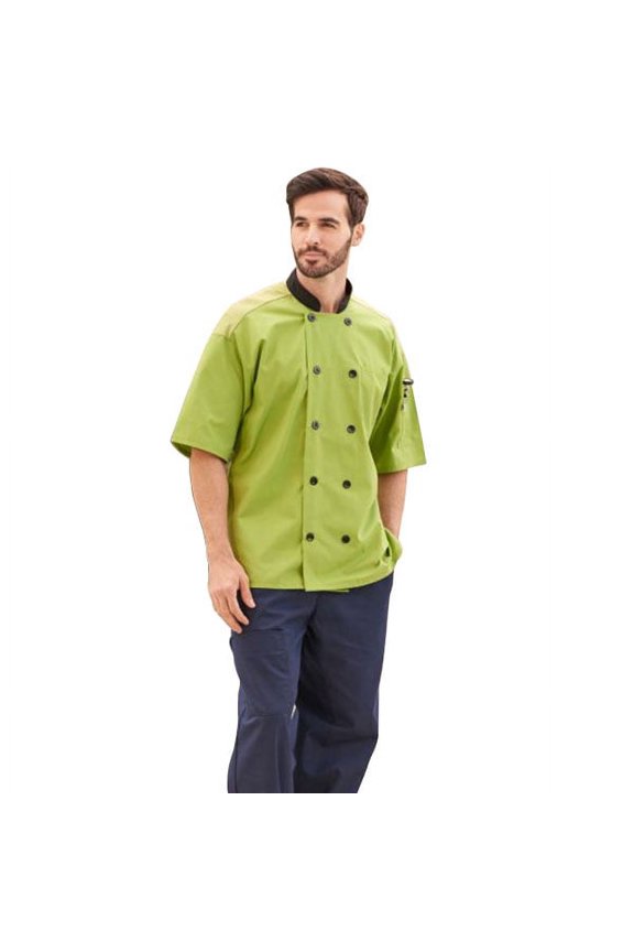 Vtex 0494-6301 Uncommon Threads Womens Havana Chef Coat SS Mesh, Avocado - Extra Large