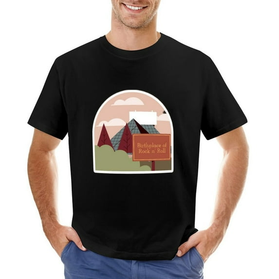 Vtg City Landscape Men’s Graphic T-shirt Vintage Short Sleeve Sport Tee Black 3XL