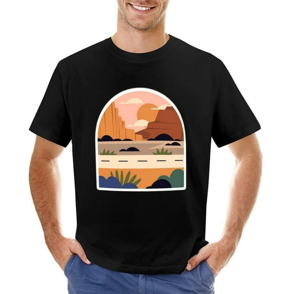 Vtg City Landscape Men’s Graphic T-shirt Vintage Short Sleeve Sport Tee Black 4XL
