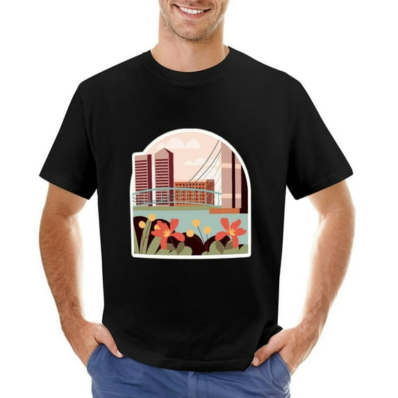 Vtg City Landscape Men’s Graphic T-shirt Vintage Short Sleeve Sport Tee Black S