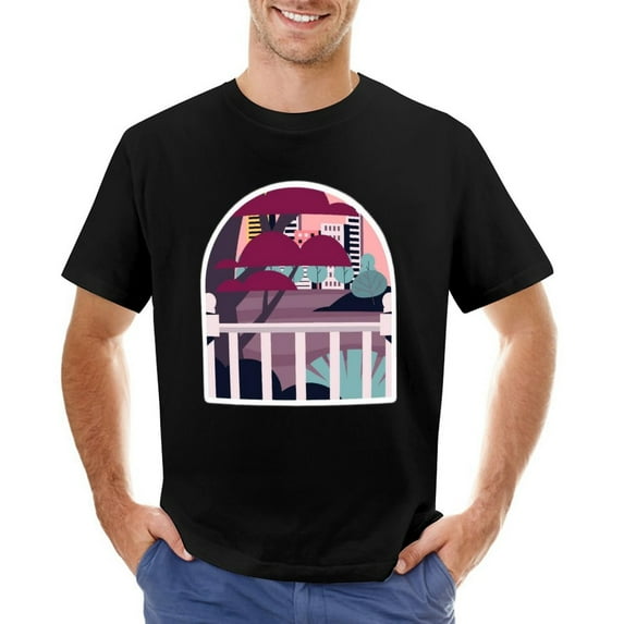 Vtg City Landscape Men’s Graphic T-shirt Vintage Short Sleeve Sport Tee Black XL