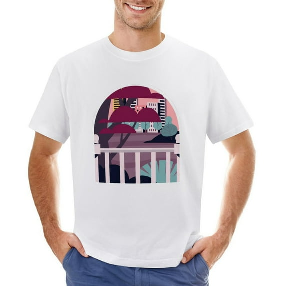 Vtg City Landscape Men’s Graphic T-shirt Vintage Short Sleeve Sport Tee White 4XL