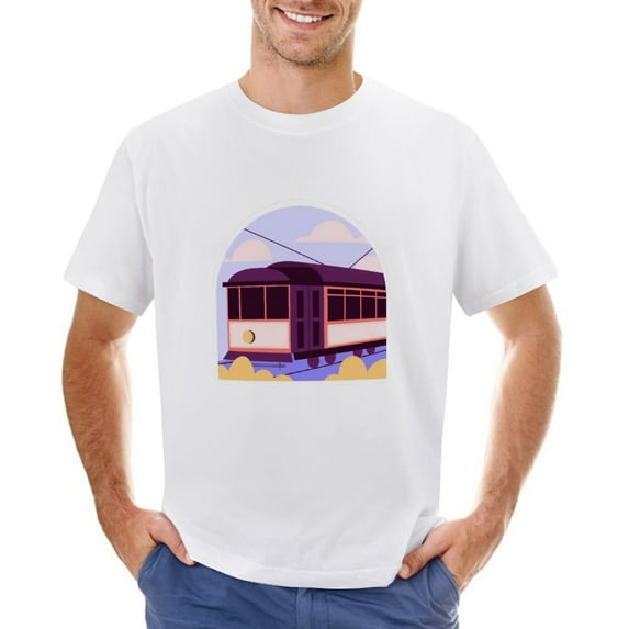 Vtg City Landscape Men’s T-Shirt 100% Cotton Casual Short Sleeve Tops Gift Tee White M
