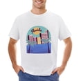 thumbnail image 1 of Vtg City Landscape Men’s T-Shirt 100% Cotton Casual Short Sleeve Tops Gift Tee White S, 1 of 2
