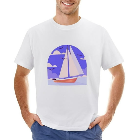 Vtg City Landscape Men’s T-Shirt 100% Cotton Casual Short Sleeve Tops Gift Tee White XL
