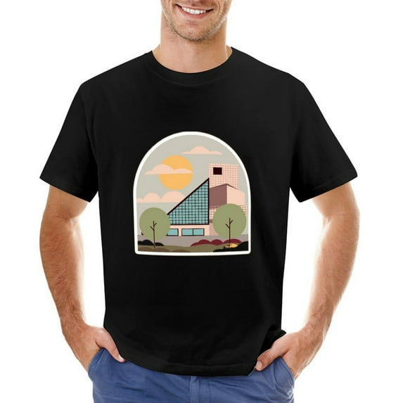 Vtg City Landscape Vintage T-shirt Mens Cotton Classic Crewneck Short Sleeve Tees Unisex Black XS