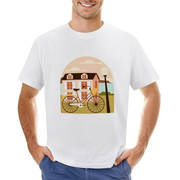 Vtg City Landscape Vintage T-shirt Mens Cotton Classic Crewneck Short Sleeve Tees Unisex White 2XL