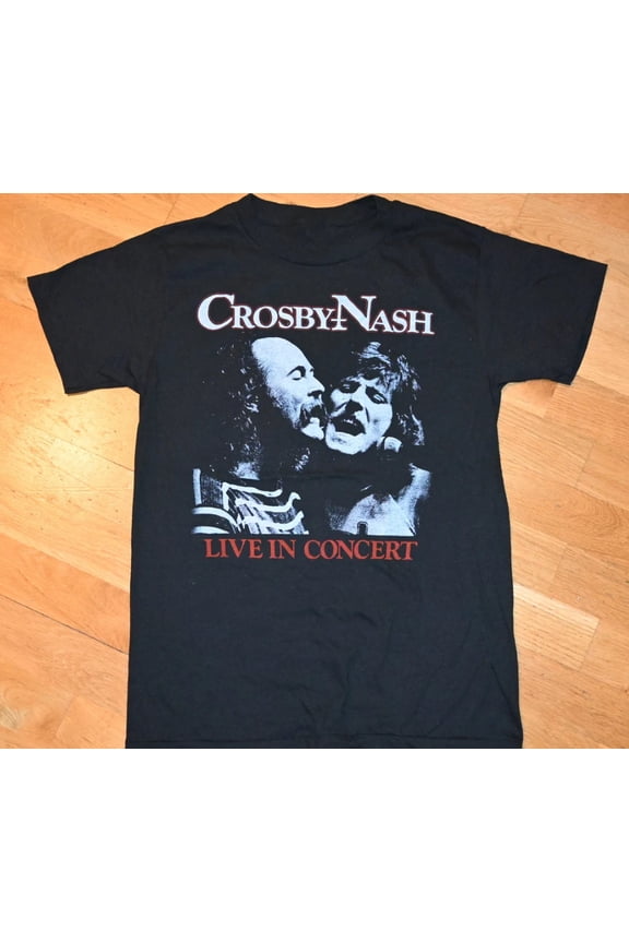 Vtg Crosby & Nash Band Live In Tour Cotton Black S-5XL For Men Shirt MC538