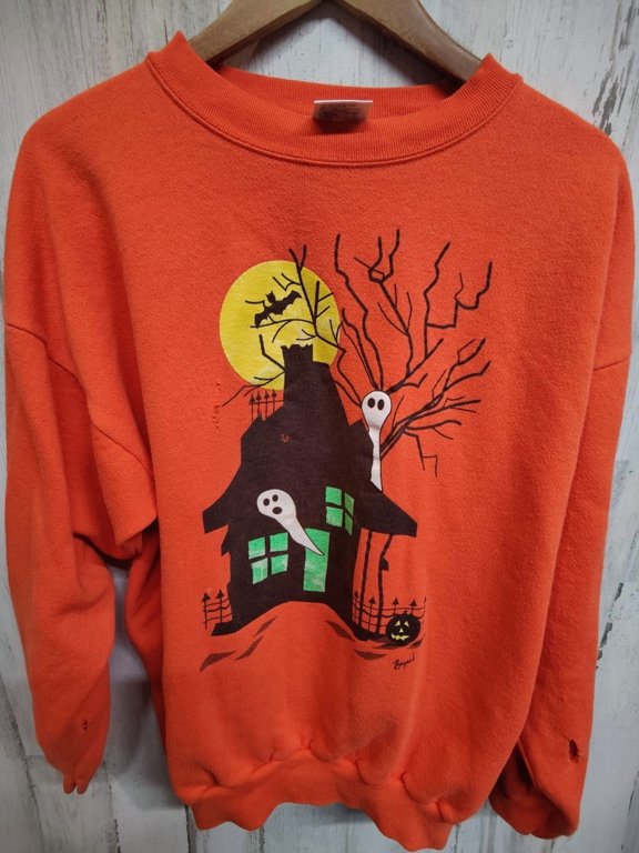 Vtg Distressed Tnt Haunted House Ghost Halloween 2xl Usa Sweatshirt