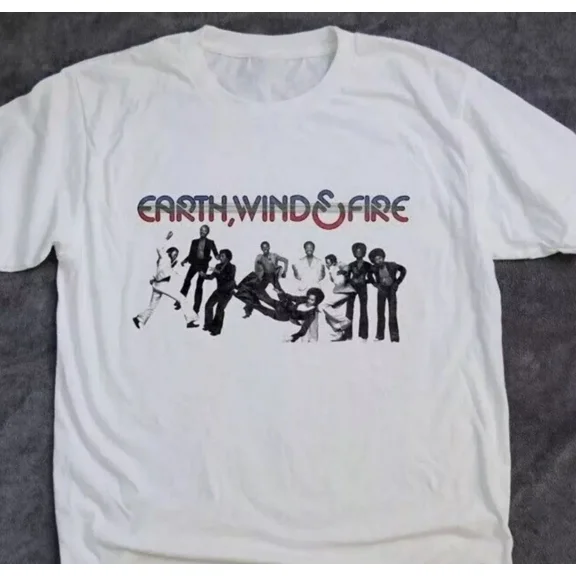 Vtg Earth Wind and Fire White Unisex T-Shirt Gift for Fans
