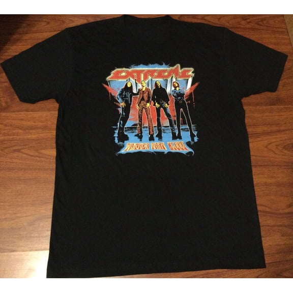 Vtg Extreme Band Tour Concert Cotton Black Unisex Shirt AA277