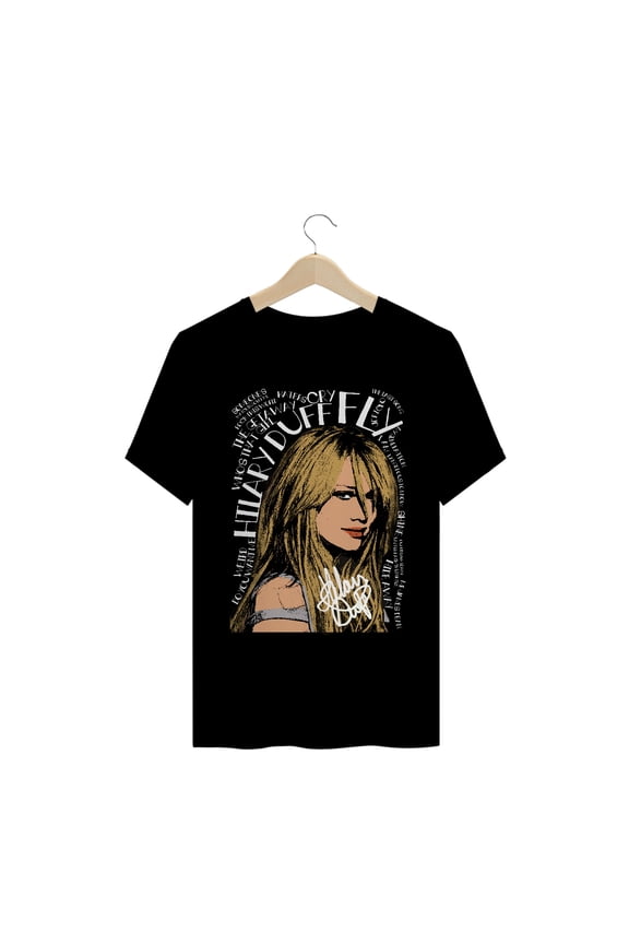 Vtg Hilary Duff Singer For Fans Cotton Black Full Size Unisex Shirt