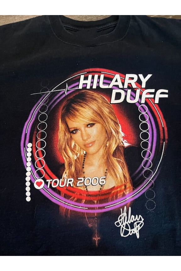 Vtg Hilary Duff Tour 2006 Cotton Black Full Size Unisex Shirt